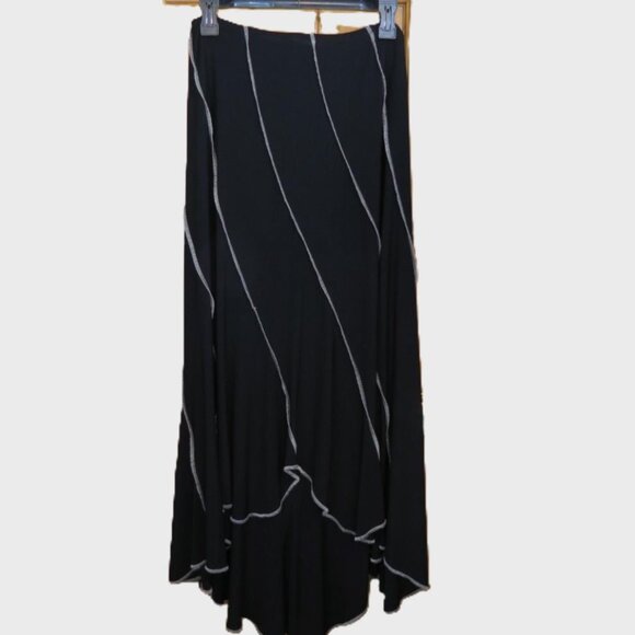 Joseph Ribkoff Black Bias Cut High Low Knit Skirt Size 10 - Picture 1 of 8